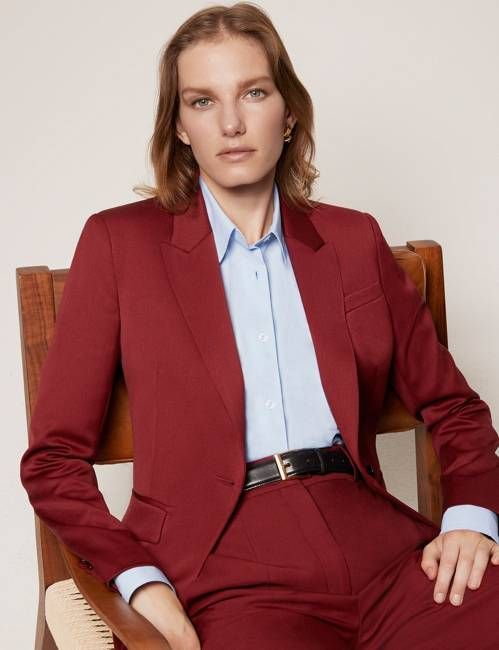 Single Button Jacket | Maroon