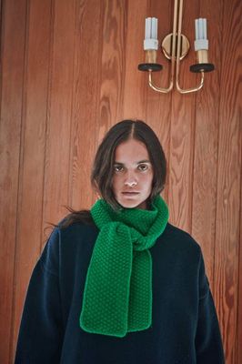 ROSALIE Thin Scarf in Merino Wool - Parrot Green