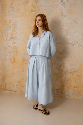 Organic Cotton Wide Culottes in Pale Blue - ARCHIVE SALE