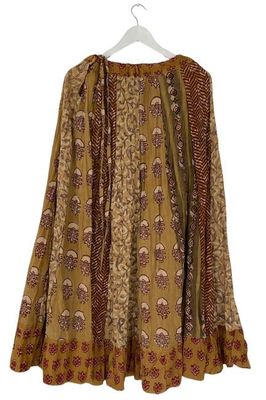 NEW! Flared Cotton Blockprint Patchwork Skirt No. 5