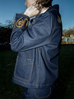 Kelly Western Jacket Embroidery Blue jacket | Nudie Jeans
