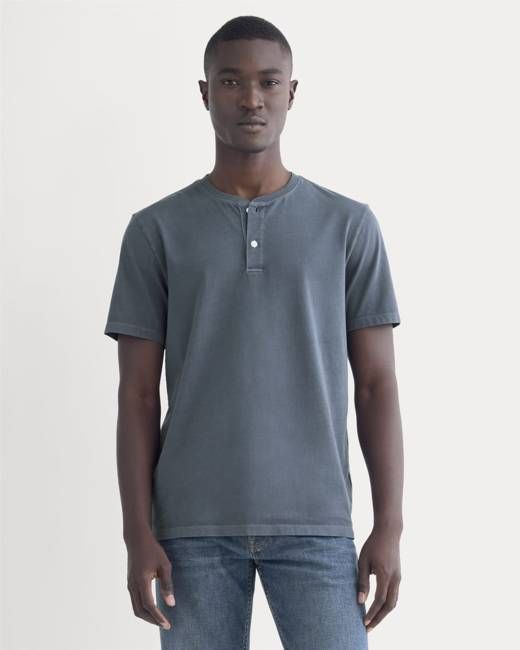 The Essential Organic Garment-Dyed Henley | Navy