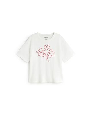 White hand embroidered flower Lucia t-shirt