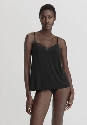 Spaghetti top with lace Regular made from TENCEL™ Modal