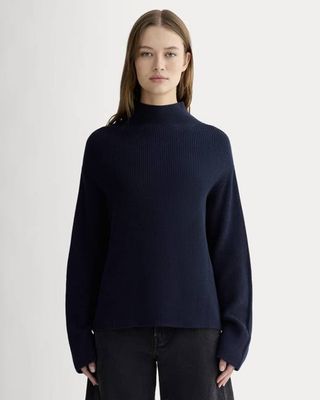 The Slouchy Funnel Neck in Everyday Cotton | Navy