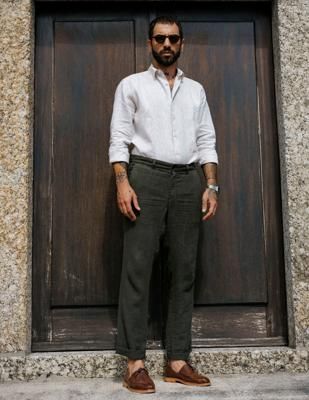 Linen Trousers Ilha Moss