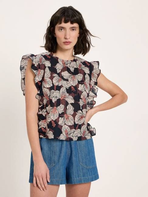 Blouse shirt with flounce (GOTS)