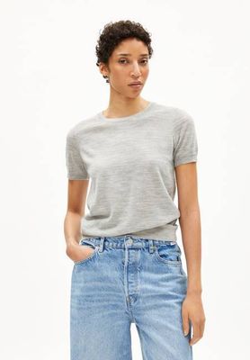 GUILIAA MERINOSTRICK-T-SHIRT | hellgrau meliert