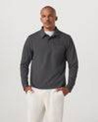 Long Sleeve Waffle Polo | Men's Dark Pewter Polo Shirt | Vuori