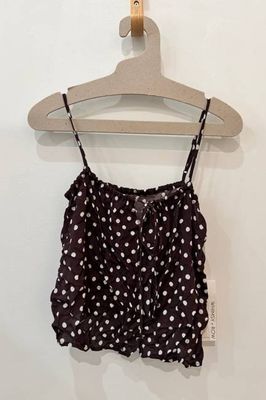 Sample Sale Sofia Top in Brown Polka Dot