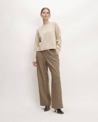 The ReWool® Way-High Drape Pant | Camel Houndstooth