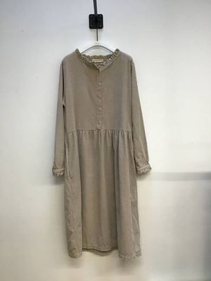 Sheila Corduroy Dress in Light Taupe M Preloved