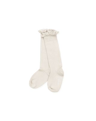 Collegien Ruffle Knee Socks - cream
