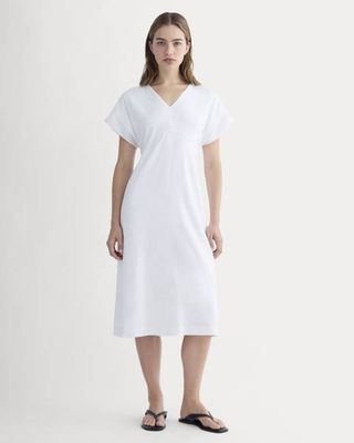 The Tie-Back Dress in Stretch Linen | White