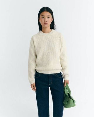 Ecru wool Carmen sweater