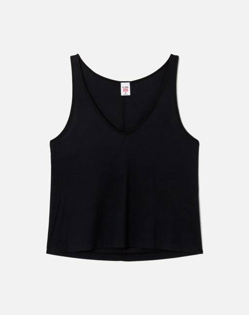 Hanes Slim V Neck Tank - Vintage Black