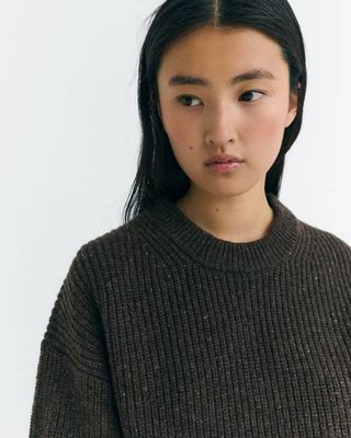 Brown wool Carmen sweater