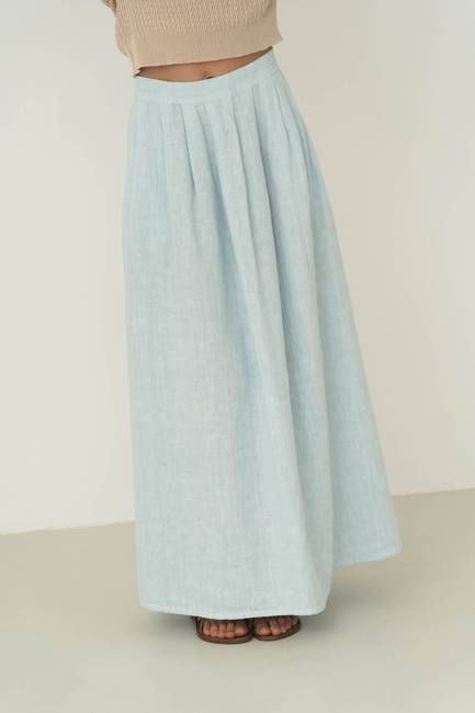 Freya Light Blue Linen Skirt