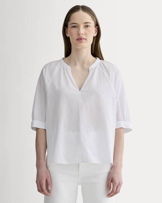 The Gauze Gathered Top | White