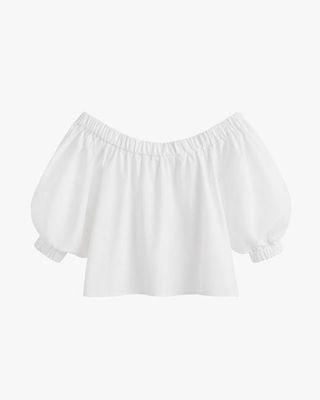 Poplin Off-The-Shoulder Cropped Top