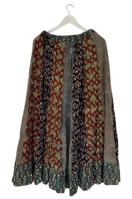 NEW! Flared Cotton Blockprint Patchwork Skirt No. 9