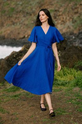 Wrap – Linen Dress with Butterfly Sleeves