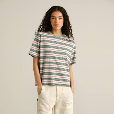 DEDICATED - T-shirt Vadstena Retro Stripe Granite Green