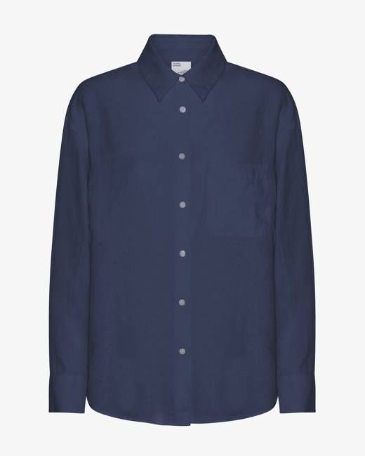 Linen Oversized Shirt - Marine Blue