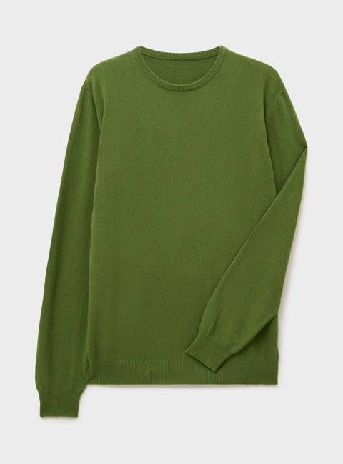 Recycled Italian Wool Knit Green Crew neck