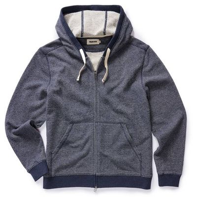 The Apres Zip Hoodie in Heather Navy Terry