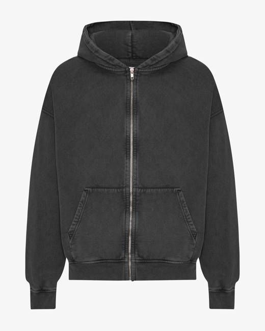 Organic Oversized Zip Hood - Faded Black