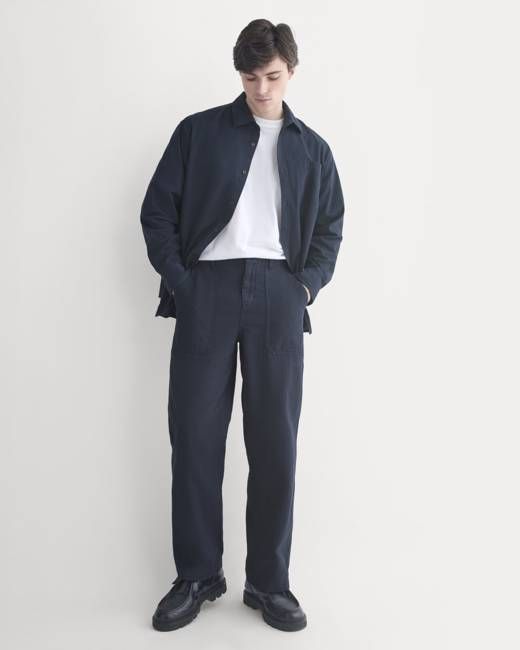 Relaxed Herringbone Fatigue Pants | Deep Navy