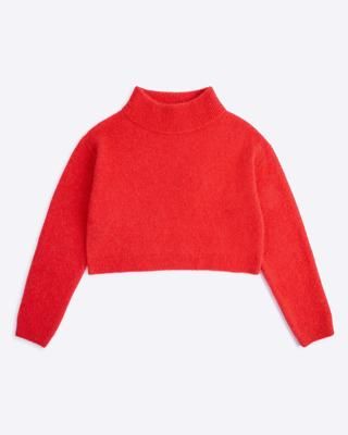 Lowie Red Cropped Funnel Neck