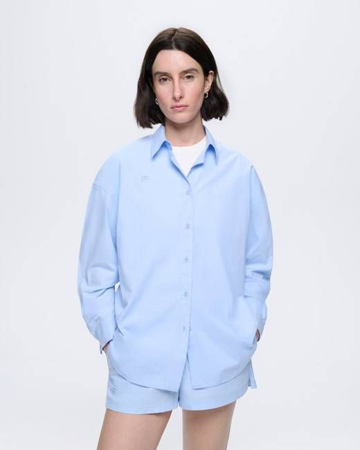 Womens Cotton Overshirt—Wildflower Blue