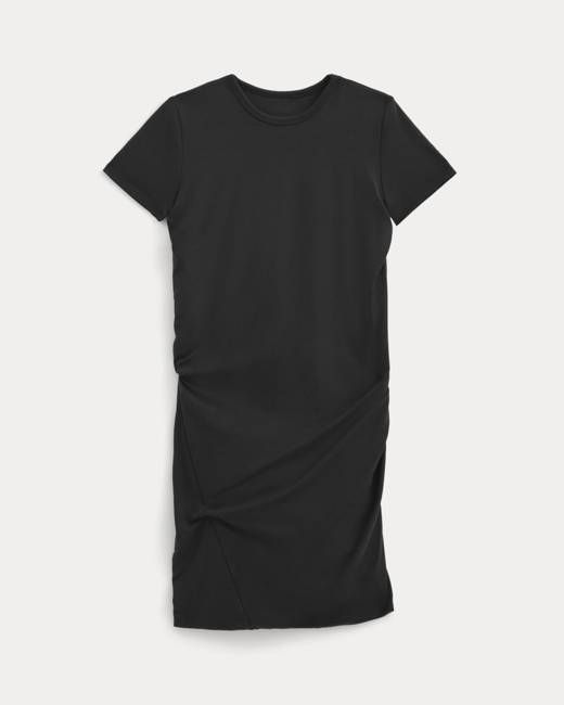 Twisted Short-Sleeve Crew Dress | Black
