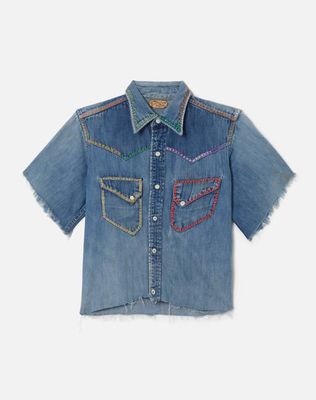 50s Buckaroo Cut Off Embroidered Denim Shirt