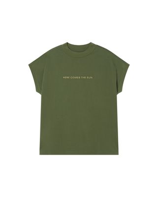 Green embroidered here comes the sun Volta t-shirt