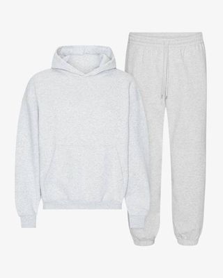 Organic Relaxed Hood Sweatsuit - Snow Melange