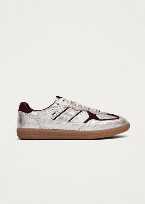 Tb.490 Grain Shimmer Silver & Burgundy Leather Sneakers