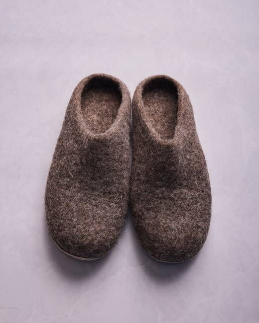 Earth Brown - Organic Merino Wool Slippers
