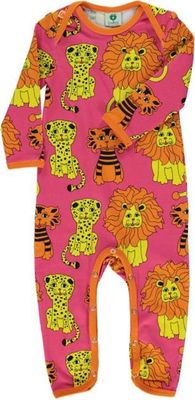 Long-sleeved baby suit with tigers, lions and leopards