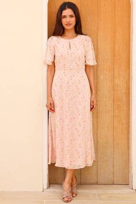 RHS Bedrucktes Kleid mit Kapärmeln | Blush