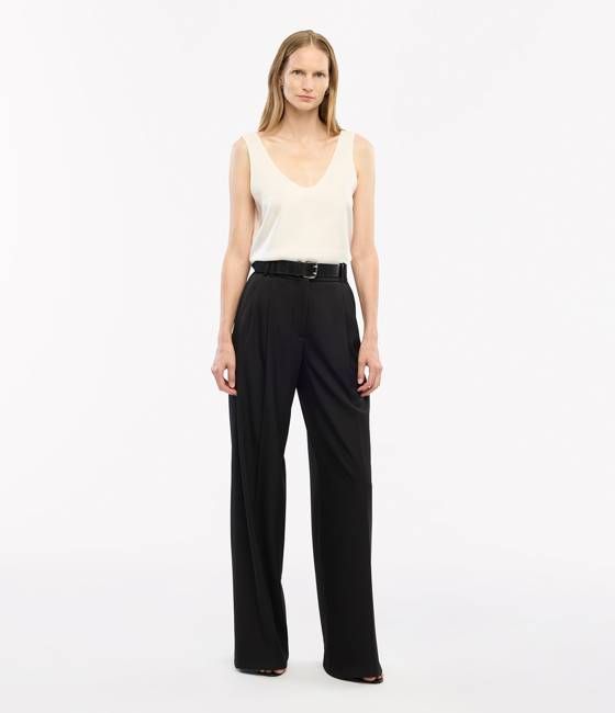 Twill Pleated Trouser | Black