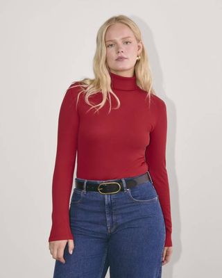 The Luxe Rib Turtleneck | Berry Red