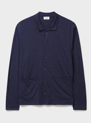 ZQ Merino Wool Jersey Navy Stripe Jersey Cardigan