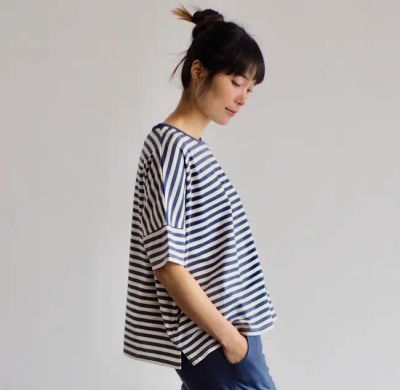 ame top / midnight blue stripe — Noctu