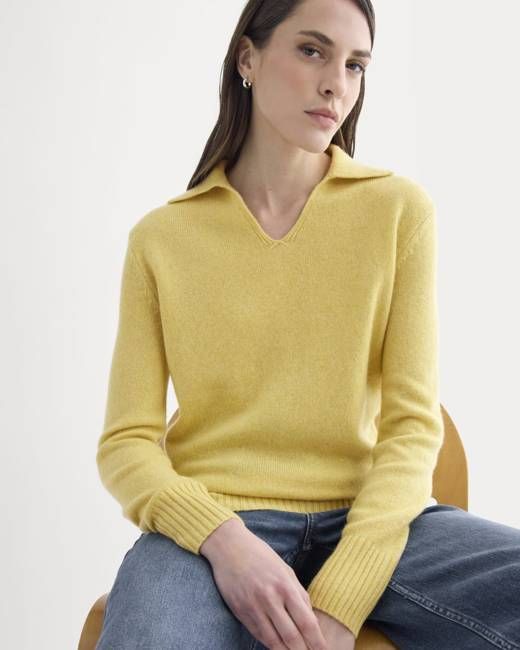 Cashmere Polo Sweater | Double Cream Heather