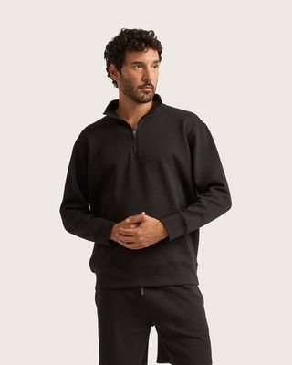 Bamboo CloudKnit Men's Quarter Zip Sweater - Black