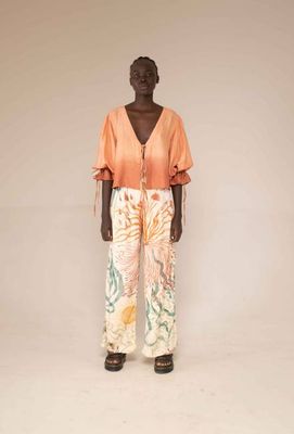 Tie front top - Sunset ombre
