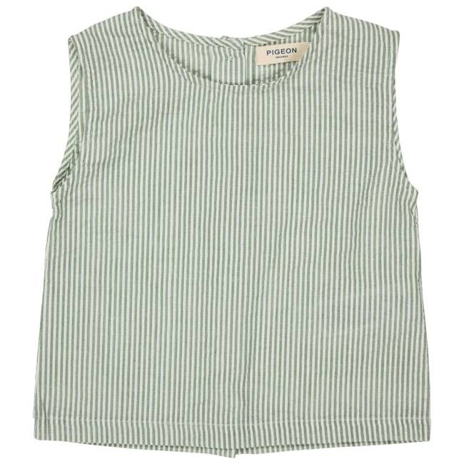 Summer Top (Seersucker Fine Stripe) - Green